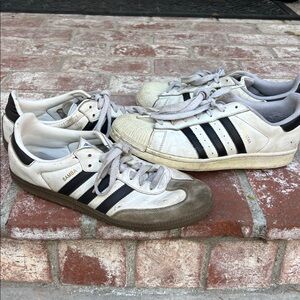 2 pairs!  Adidas Samba & Addidas superstars
